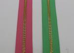 Golden Brass Long Chain Fashion Metal Zippers Bright Color Tape For Garment