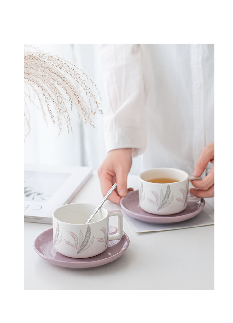 Custom Ceramic Coffee Cup And Saucer With Decal Nordic Design Style for Business Gifts