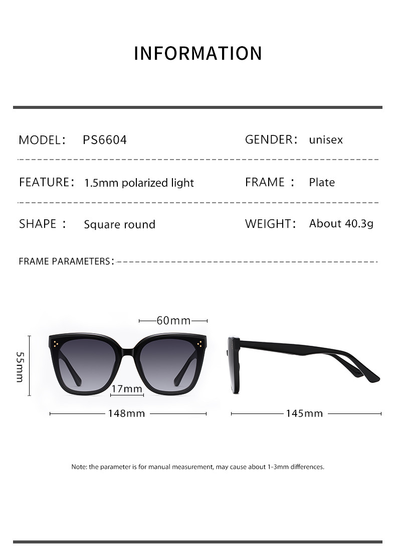 Simple Custom Square Acetate Sunglasses High Polymer Memory