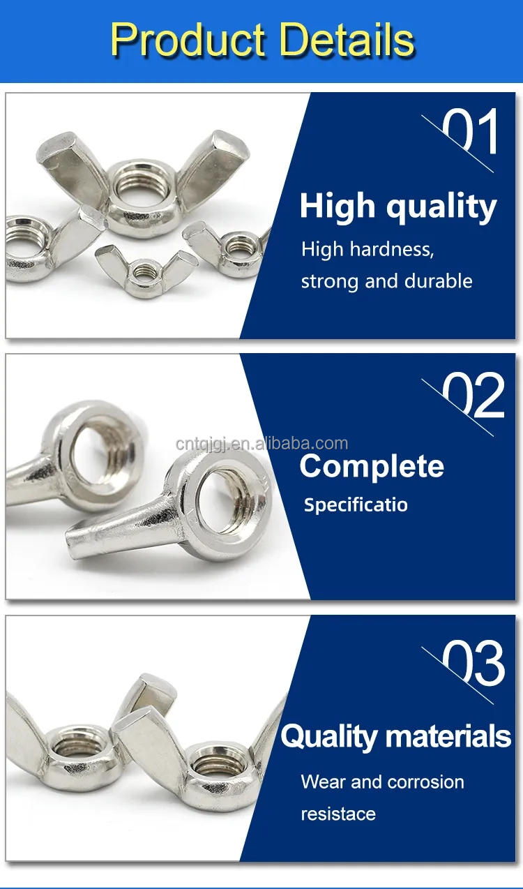 ANSI/ASME Standard Alloy Steel Stainless Steel Butterfly Wing Nut DIN315 Galvanized Finish for Retail Industry