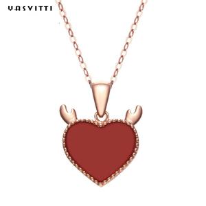 Wholesale 3gram 15.7in Sterling Silver Heart Pendant Necklace Trendy Deer Antler Heart Necklace from china suppliers