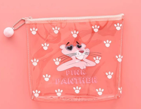 Logo Printing Pink PVC Transparent Bag , Cute Plastic Travel Makeup Zip Bag