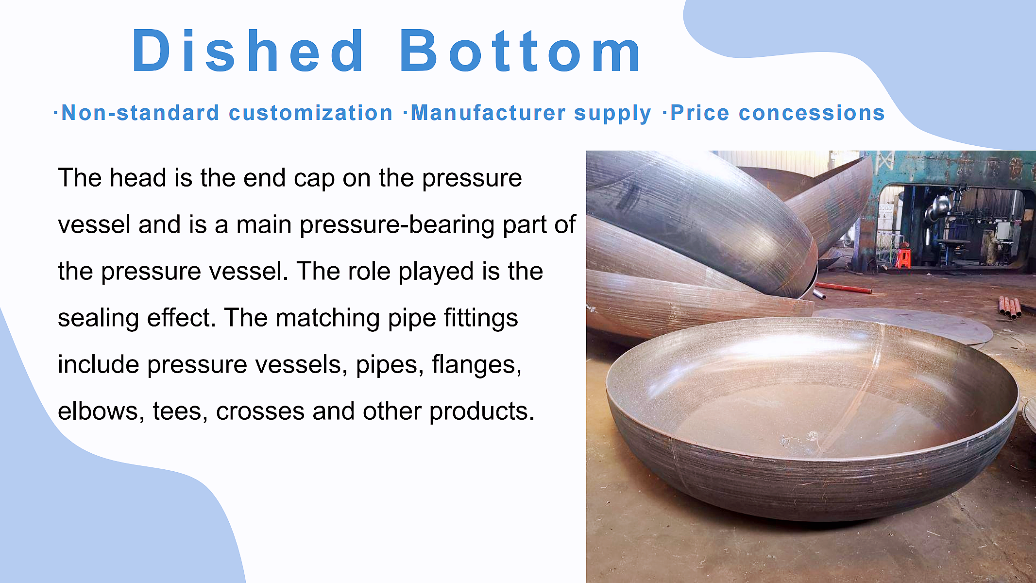304 Conical Head for Pressure Vessel Casting of Copper Material and Industry