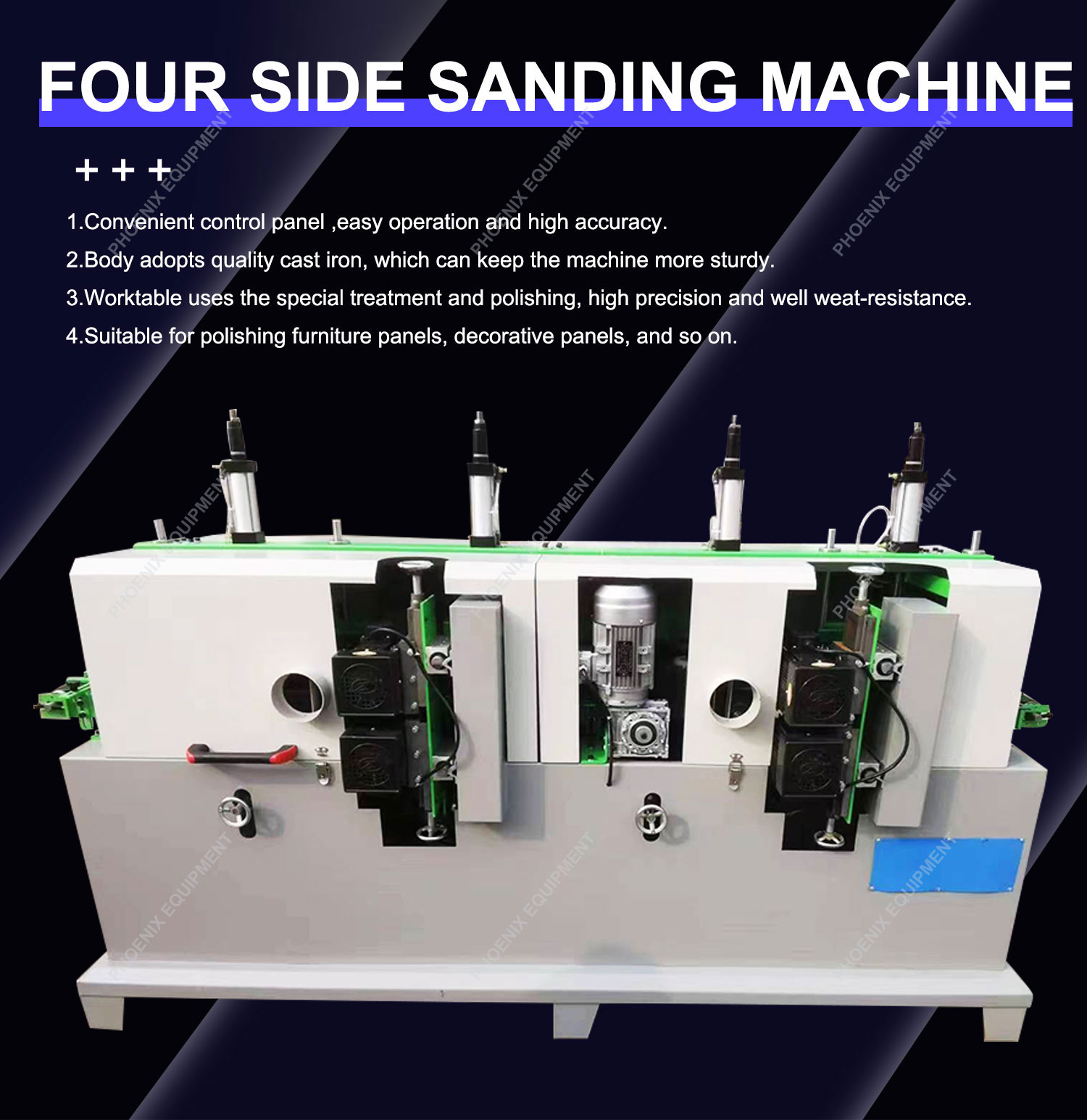 Advanced Automatic Wooden Block Four Sided Sanding Machine with Double Pressure Roller