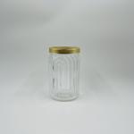 Glass Bathroom Accessories Clear Ribbed Vertical Stripe Luxury Lotion Bottle