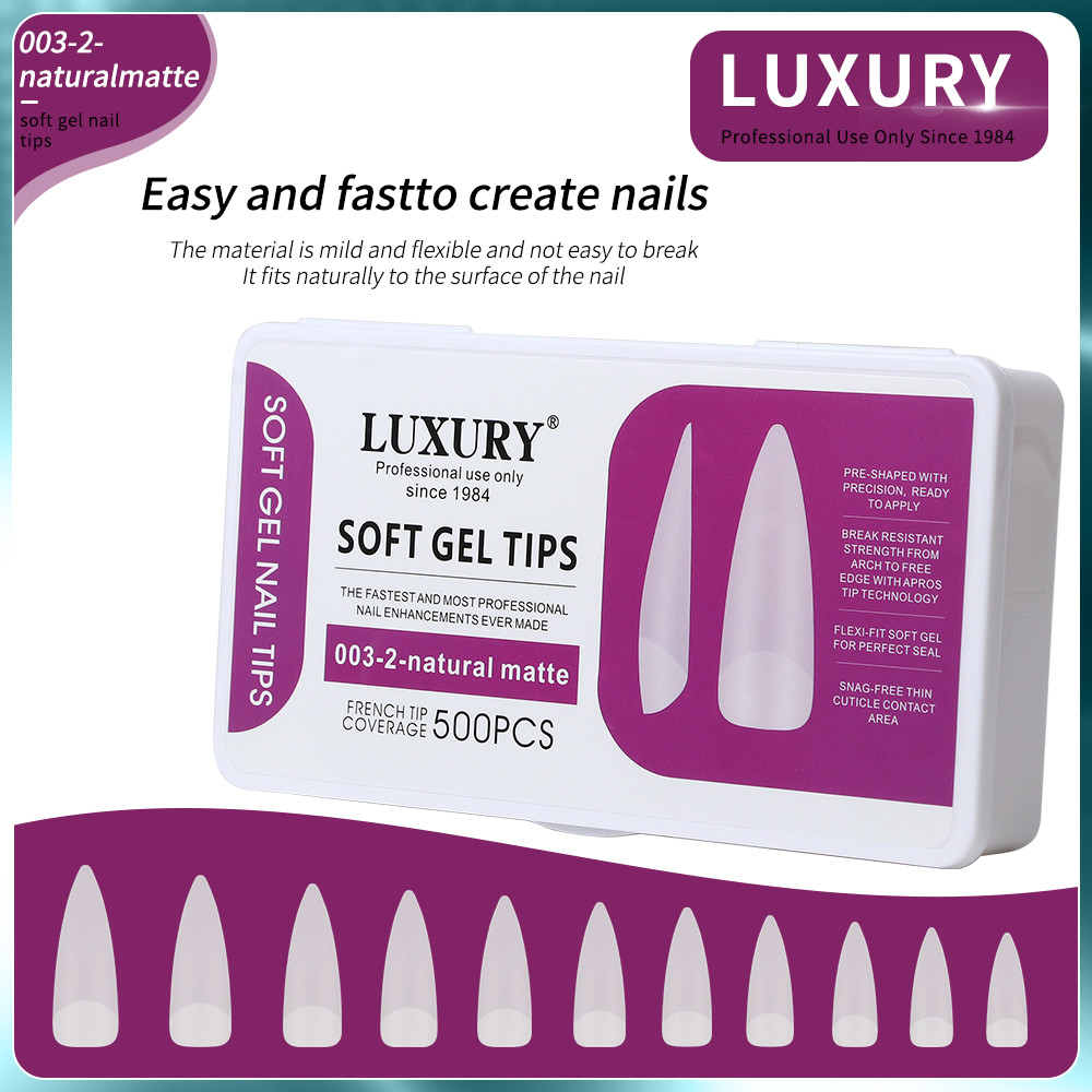Nail Tips Set Full Cover Square Shapes Clear Matte False Nails For DIY Manicures