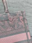 Small Christian Dior Booktote Pink And Gray Toile De Jouy Sauvage Embroidery