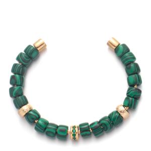 Wholesale Screwed End Handmade Beaded Bangles Green Malachite And Gold Forte Beads from china suppliers