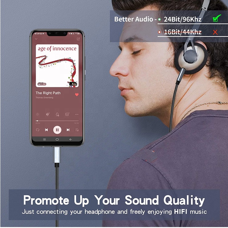 DAC USB Type C to 3.5mm Audio Jack Male Cable AUX Headphone Dongle Adapter for Pixel Google