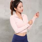 OEM Long Sleeve Yoga Top Women Front Quarter Zipper Stand Collar Yoga Wear