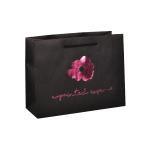 OEM Paper Packaging Bags , Black Kraft Gift Bags With Purple Foil Stamping