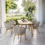 Contemporary PE Rattan Chairs Teak Wood Table Chair Set Outdoor Customized