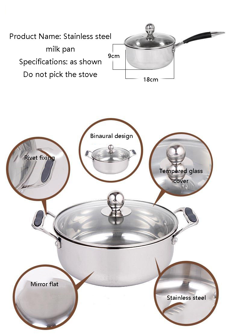 304 Stainless Steel Pot Set Combination Pot Set Thickened Three Layers Non Stick Cookware Pans Frying Set Pots and Pans