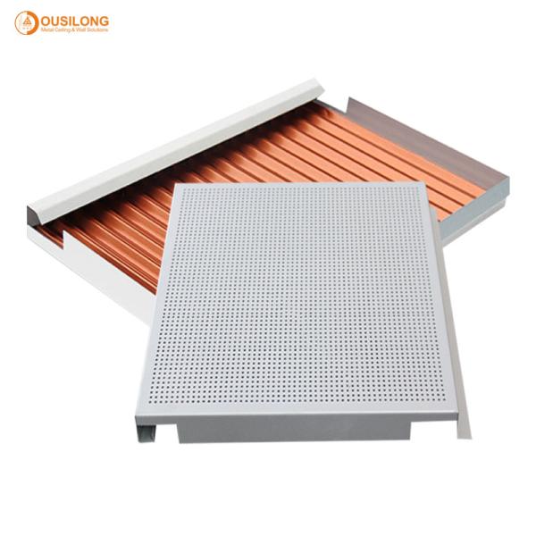 Perforated suspended Commercial metal Ceiling Tiles Hook on / E shaped ceiling