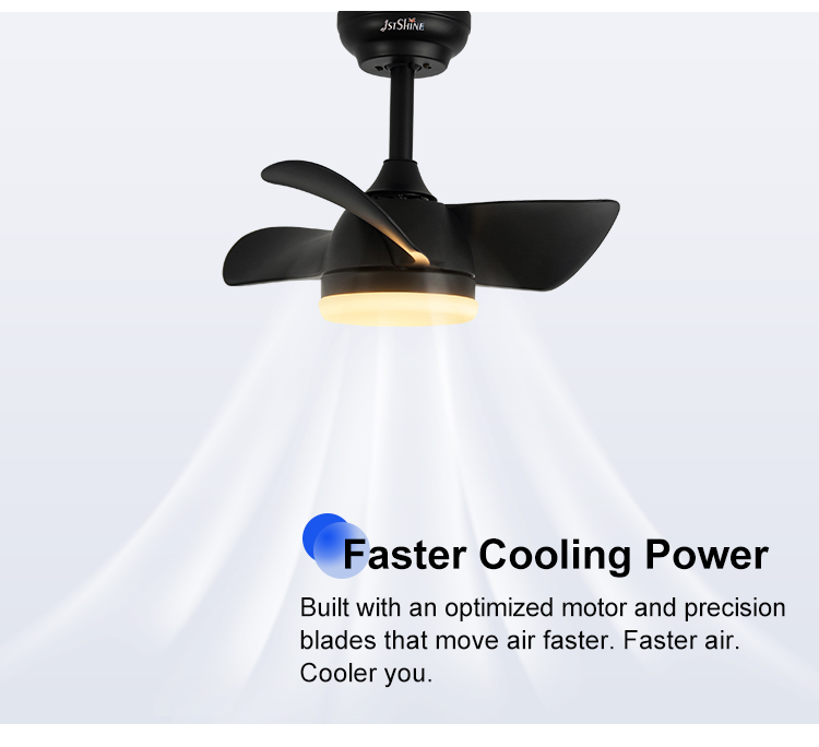 20 Inch 3 Black ABS Blades Remote LED Ceiling Fan with 3 Color LED Light and DC Motor