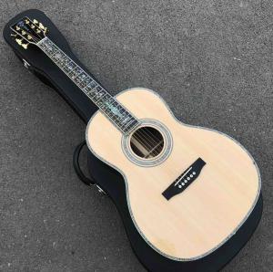 Wholesale Custom Solid Spruce Top Abalone Ebony Fingerboard OOO Style Acoustic Guitar in Natural from china suppliers