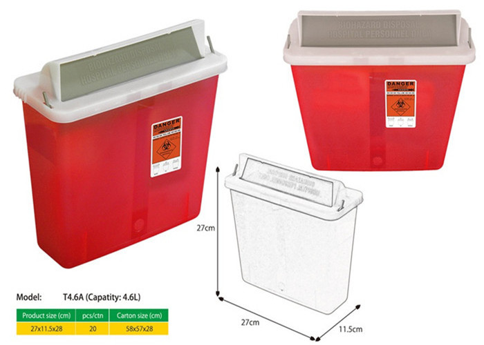 4.6 Litre Sharps disposal container, Sliding Lid, Red,Sharps Container | WinnerCare
