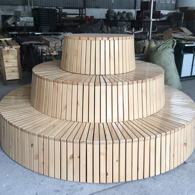 Street round park wooden round tree bench park bench for tree