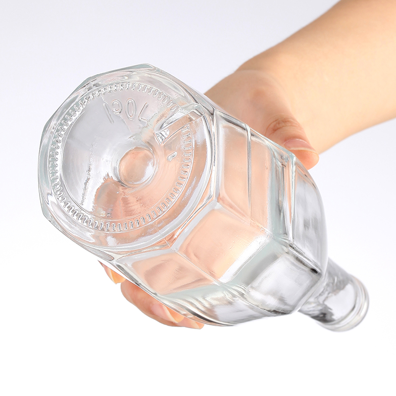 Octagonal Diamonds Glass Juice Bottle Customized Logo Beverage Clear Hot Stamping Welcom