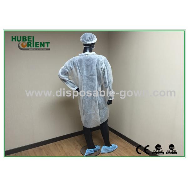 Economical SMS/Non-Woven Disposable Lab Coats With Knitted Collar And Velcro