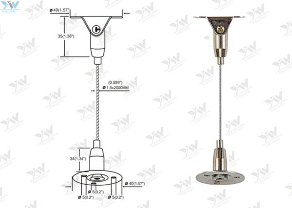Brass Height Adjustable Suspended Wire Lighting Kit , Ceiling Light Suspension