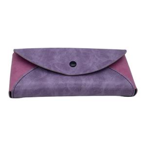 Wholesale Purple Oem Labels Soft Leather Eyeglass Pouch Portable Hot Stamping Logo from china suppliers