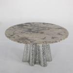 Customized Marble Round Dining Table For 6 Marble Top Metal Legs