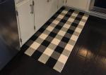 60*90 Cm Cotton And Linen Black And White Plaid Mat , Woven Outdoor Porch Mats