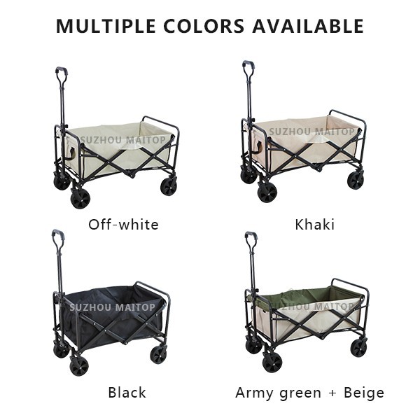 Rubber Wheels Folding Wagon Multipurpose Collapsible Hand Truck Black