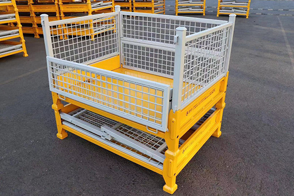 Electrostatic Spraying Foldable Wire Mesh Pallet Cage For Warehouse Storage