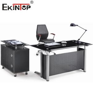 Wholesale Office Furniture Glass Computer Desk With Drawer L Shaped from china suppliers