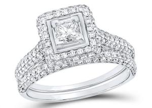 Wholesale 14K Yellow Gold Square Cut Promise Rings 0.8ct Three Stone from china suppliers
