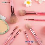Pink Aluminum Ferrule 7pcs Makeup Brush Set For Beginners