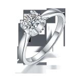 9K with Silver Ring Square White Moissanite Diamond Minimalist Wedding Jewelry