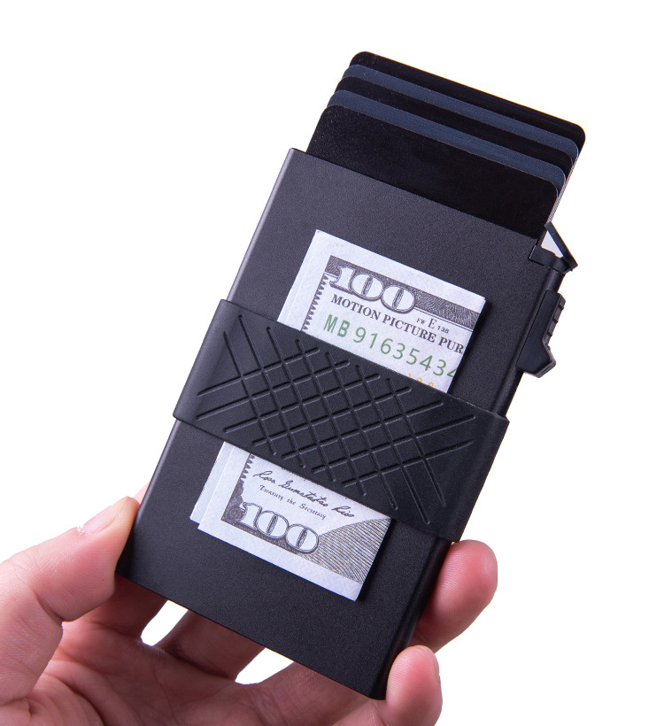 Low MOQ Pop up Card Case RFID Blocking Business Card Holder with Cash and Metal Cards