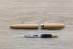 Eco Friendly Beech Wood Fountain Pen Brass Accessories For Business Gifts