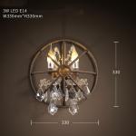 Industrial Retro Iron Crystal Bird Cage Wall Light Double Head Bar Restaurant