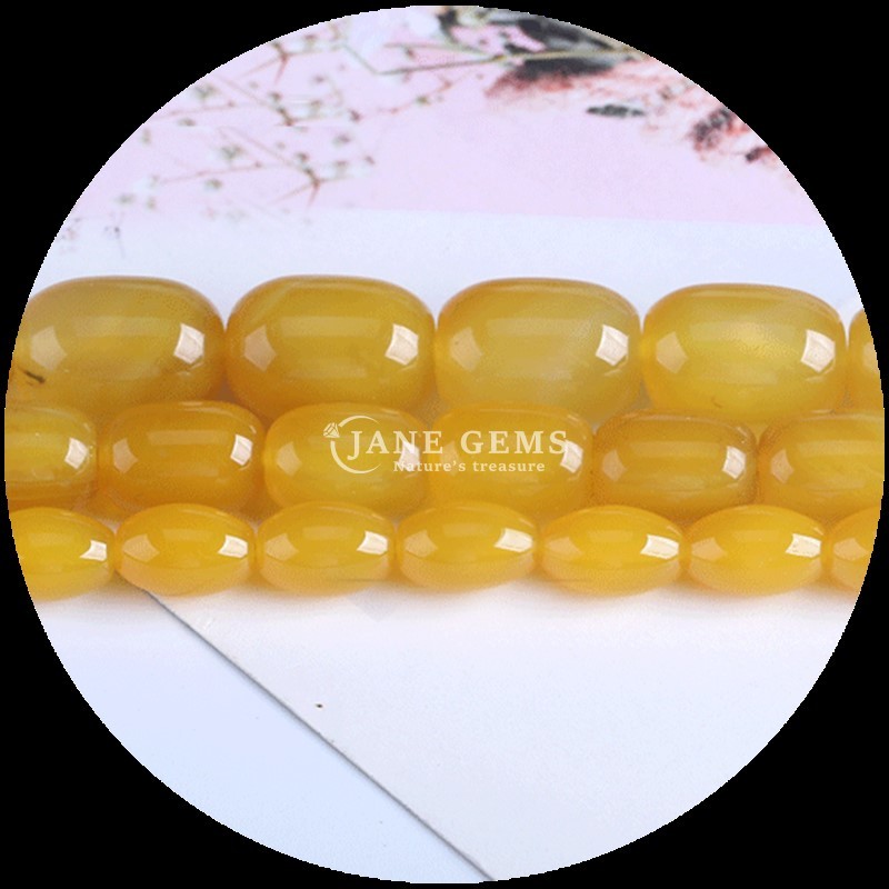 Gems Bead Carnelian Green Agate Natural Crystal Gemstone Barrel Shape Loose Bead Strands for Jewelry Making
