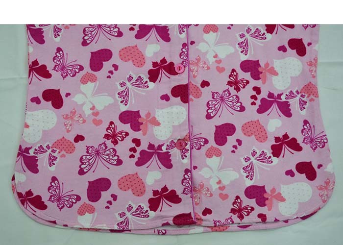 100% Cotton Flannel Button Up Womens Pyjama Sets With Piping And Long Pants