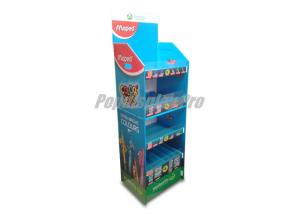 China Blue 4 Shelf Point Of Sale Cardboard Display Stands With Clear Lips on sale