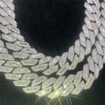 Hip Hop Miami Hip Hop Jewelry VVS 3ROW Moissanite Cuban Link Necklace