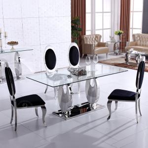 Wholesale 160x90x75cm Tempered Glass Dining Table Home Furniture 0.12m3 from china suppliers