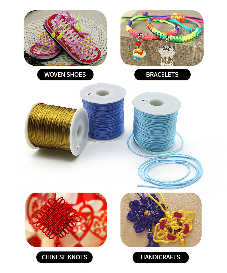 1.0mm Nylon Thread 16 Ply Rat Tail Rope for Woven Chinese Knot Bracelet Handicraft