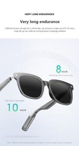 Wholesale 10 Hour Music Time Glossy Black Bluetooth Smart Glasses With Call Capacity 110mAh*2 from china suppliers