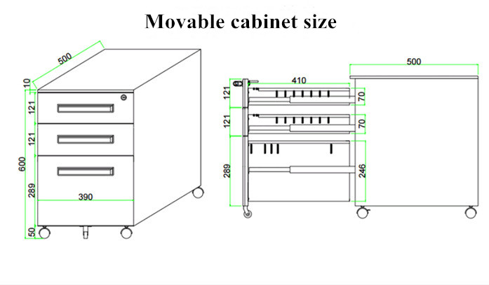 Cold Rolled Steel ISO14001 Office Filing Cabinets 0.8mm