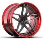 Staggered 3 Piece Forged Grey Red Wheels For 20inch Alloy Car Super Concave Rims