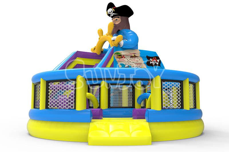 Curve Eight Pirate Race Jumping Castle Inflatable Obstacle Course
