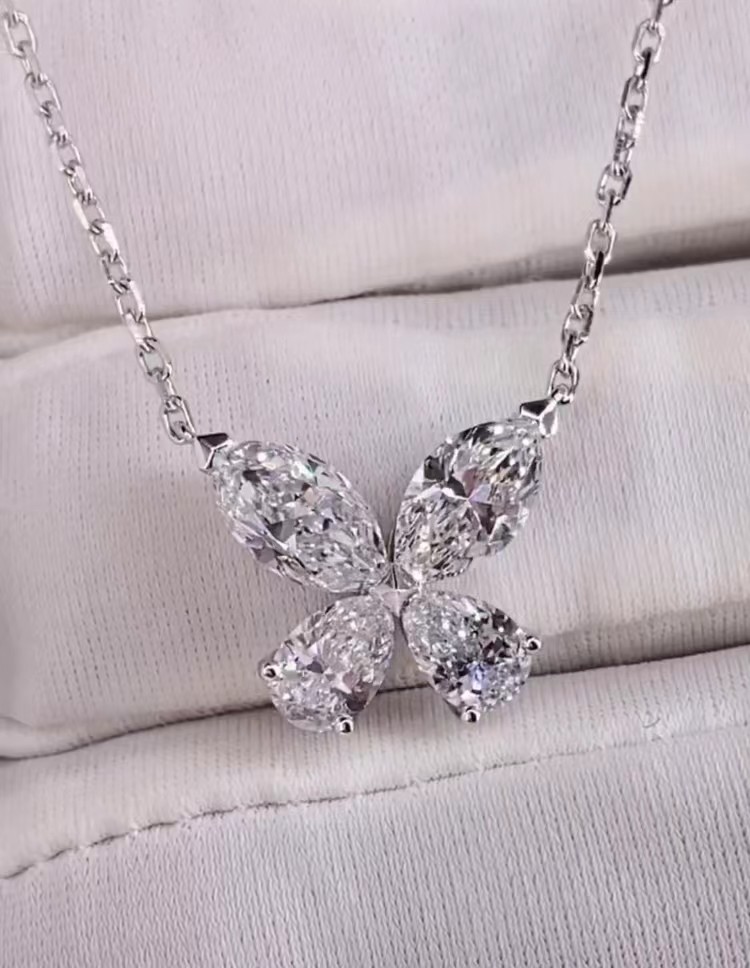 Butterfly Lab Created Diamond Pendant Necklace Lab Diamond Jewelry Setting Pendant