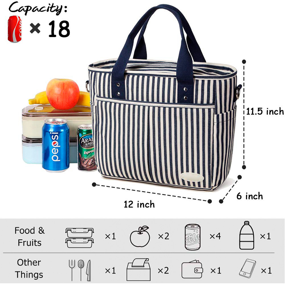 Extra Large Women Insulated Lunch Cooler Bags With Removable Shoulder Strap