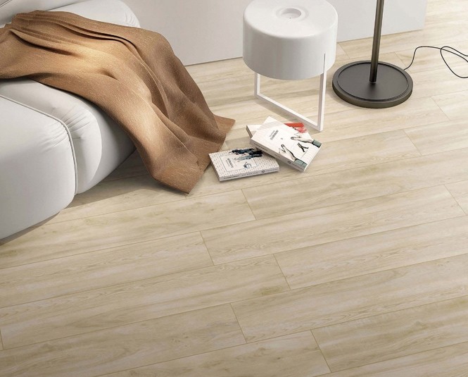 Yellow And Gray 200x1000mm Antibacterial Wooden Porcelain Strips Indoor Floor For Bathroom